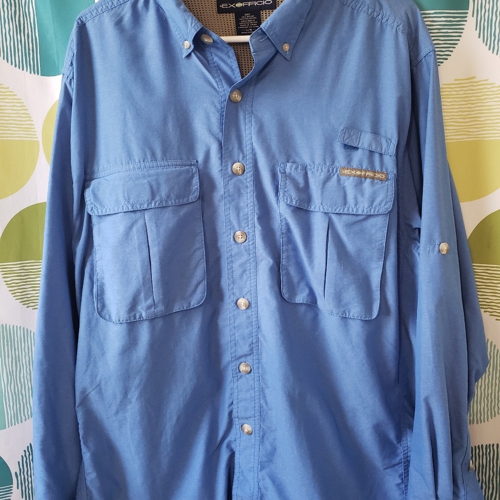 Light blue button up.